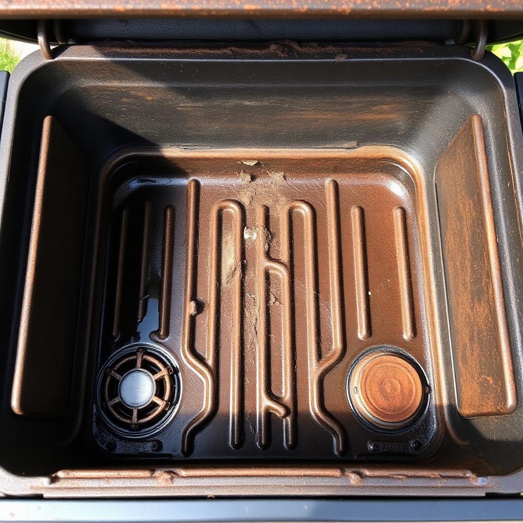Firebox & burners before cleaning